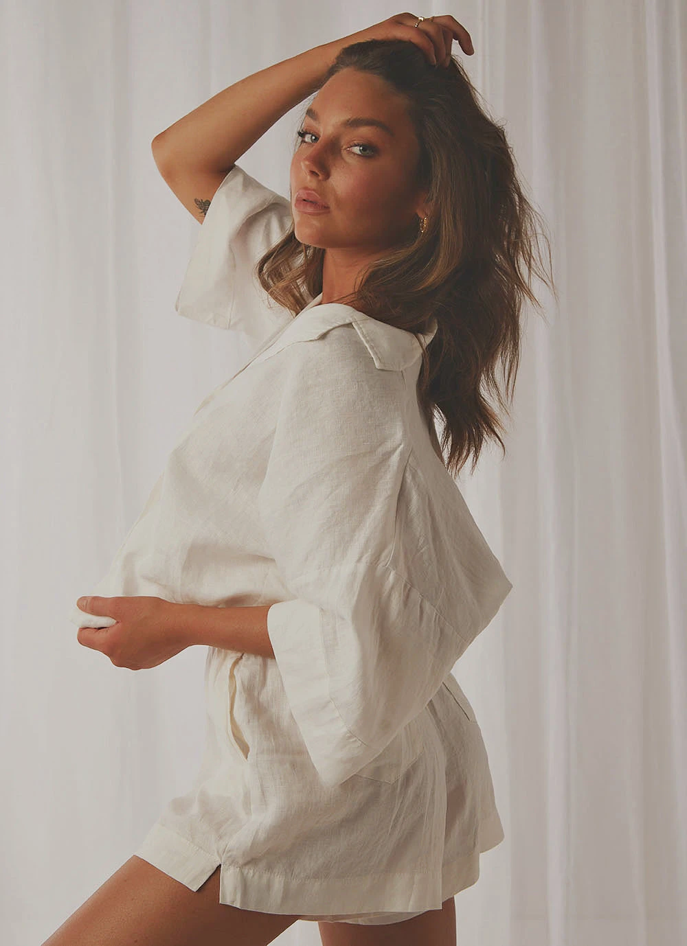 Nude Lucy Nude Linen Lounge Shirt - White New Tops 8 Nude Lucy Nude Linen Lounge Shirt - White New Tops