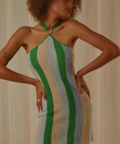 Peppermayo Exclusive New & Most Loved Palm Trees Crochet Mini Dress - Multi Stripe