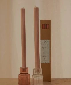 Peppermayo New & Most Loved Moreton Eco Fluted Dinner Candle 2 Pack - Latte