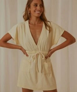 Cools Club New & Most Loved Terry Dress - Lemon