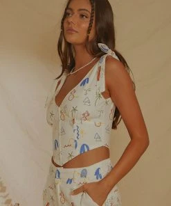 Peppermayo Exclusive Parisian Life Linen Bustier - Santorini - Pre-Order 10 Peppermayo Exclusive Parisian Life Linen Bustier - Santorini - Pre-Order