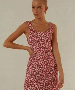 Afends Madeline Hemp Printed Mini Dress - Red New & Most Loved 7 Afends Madeline Hemp Printed Mini Dress - Red New & Most Loved