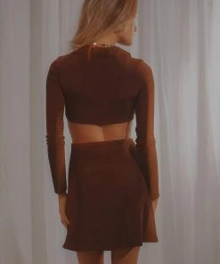 Peppermayo Exclusive Crowd Control Mini Dress - Choc Brown New & Most Loved