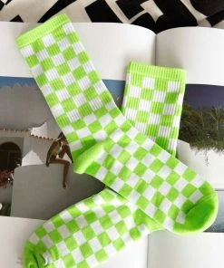 Peppermayo No Promises Socks - Green Check New & Most Loved