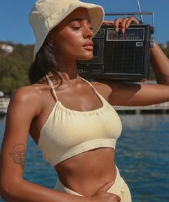 Peppermayo Exclusive Positano Terry Crop - Yellow