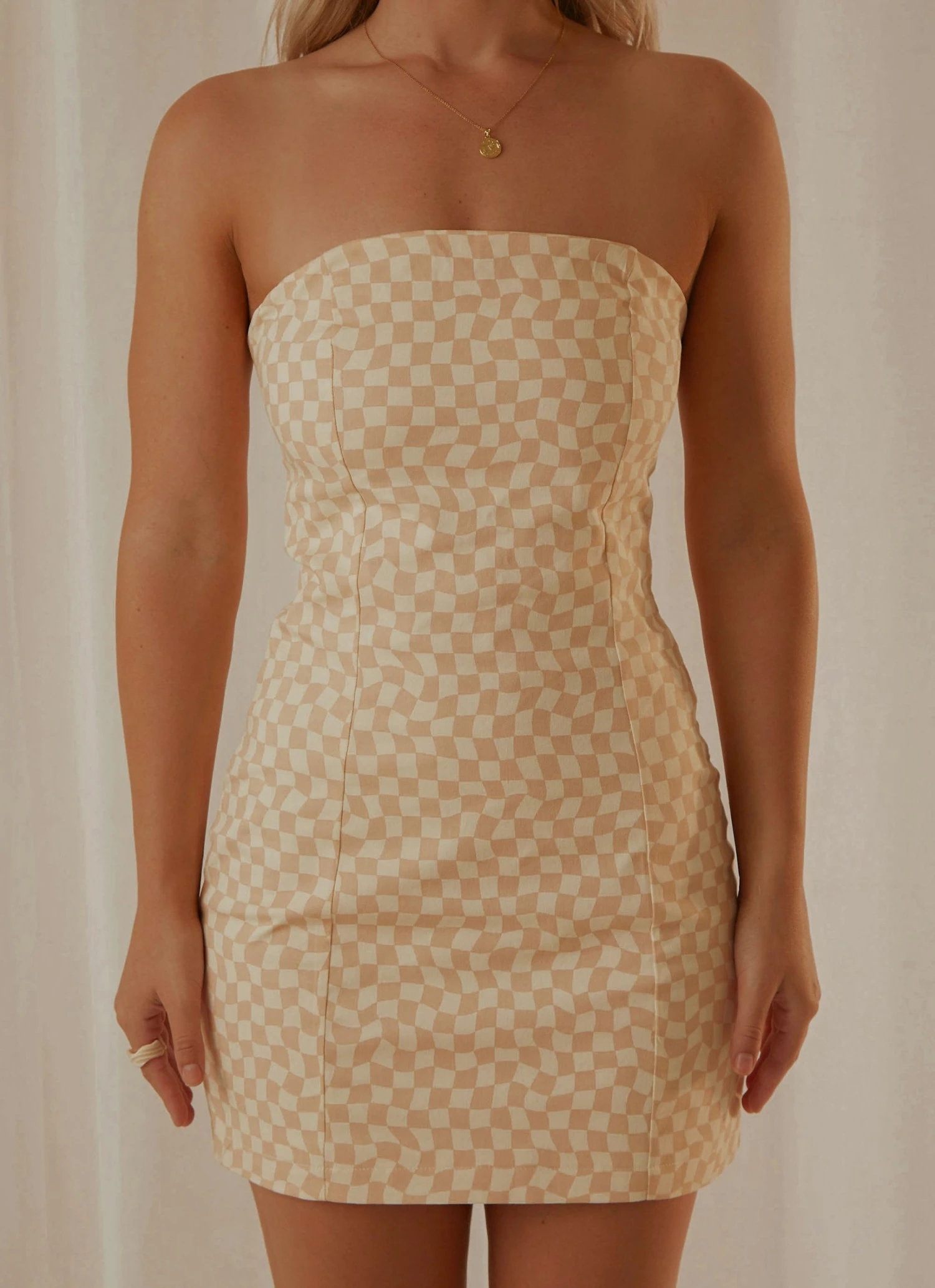Peppermayo Exclusive New & Most Loved Elsa Tube Mini Dress - Neutral Check 3 Peppermayo Exclusive New & Most Loved Elsa Tube Mini Dress - Neutral Check