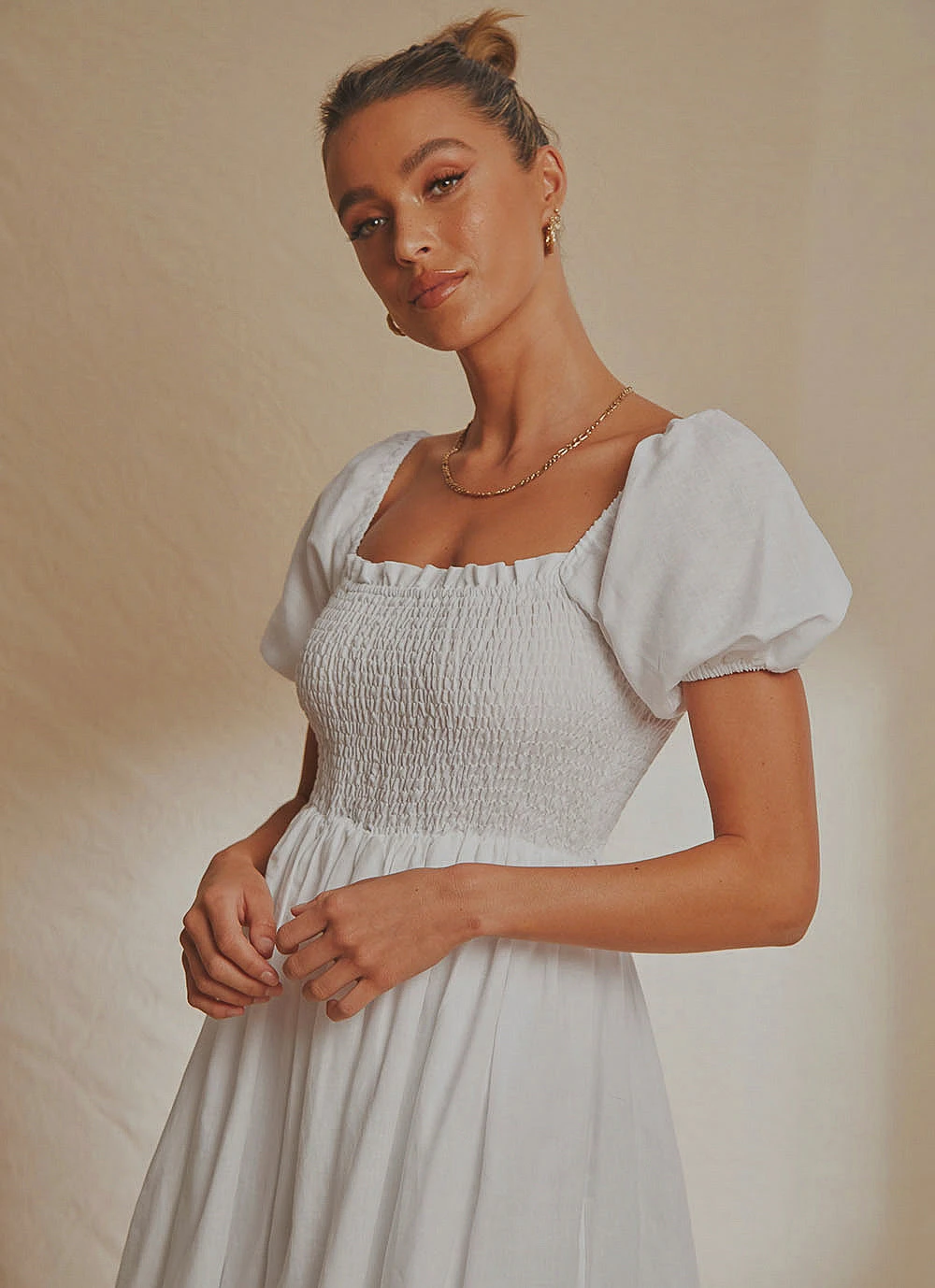 National Breast Cancer Foundation X Peppermayo Florence Linen Maxi Dress - White 2 National Breast Cancer Foundation X Peppermayo Florence Linen Maxi Dress - White