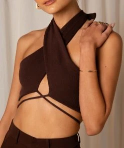 Peppermayo Exclusive On The Run Crop - Choc Brown