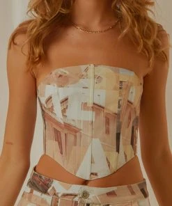 Peppermayo Exclusive Fashion Flashback Bustier - Neutral Film Graphic New & Most Loved