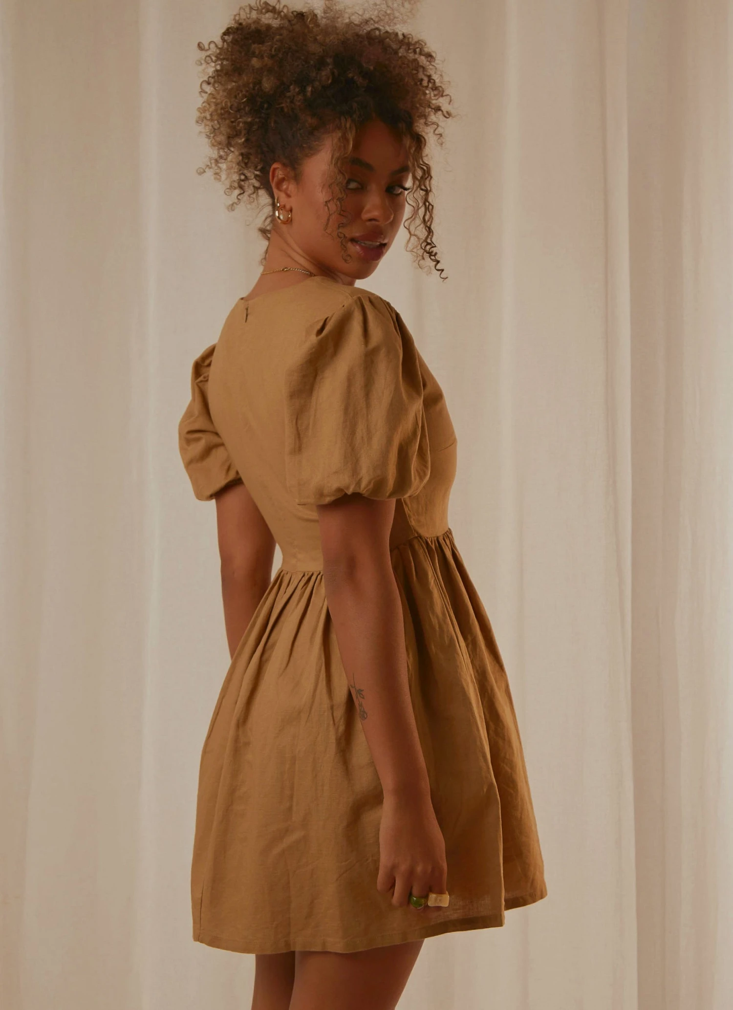 Nude Lucy Nima Linen Mini Dress - Oak 4 Nude Lucy Nima Linen Mini Dress - Oak