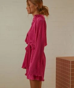 Peppermayo Exclusive New & Most Loved Soho Chic Shirt Dress - Magenta
