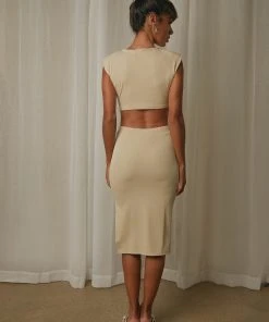 4th & Reckless New & Most Loved Vita Dress - Nude Rib Jersey 9 4th & Reckless New & Most Loved Vita Dress - Nude Rib Jersey