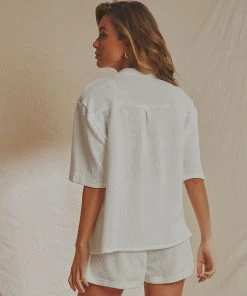 National Breast Cancer Foundation X Peppermayo Escape Knit Shirt - White 9 National Breast Cancer Foundation X Peppermayo Escape Knit Shirt - White