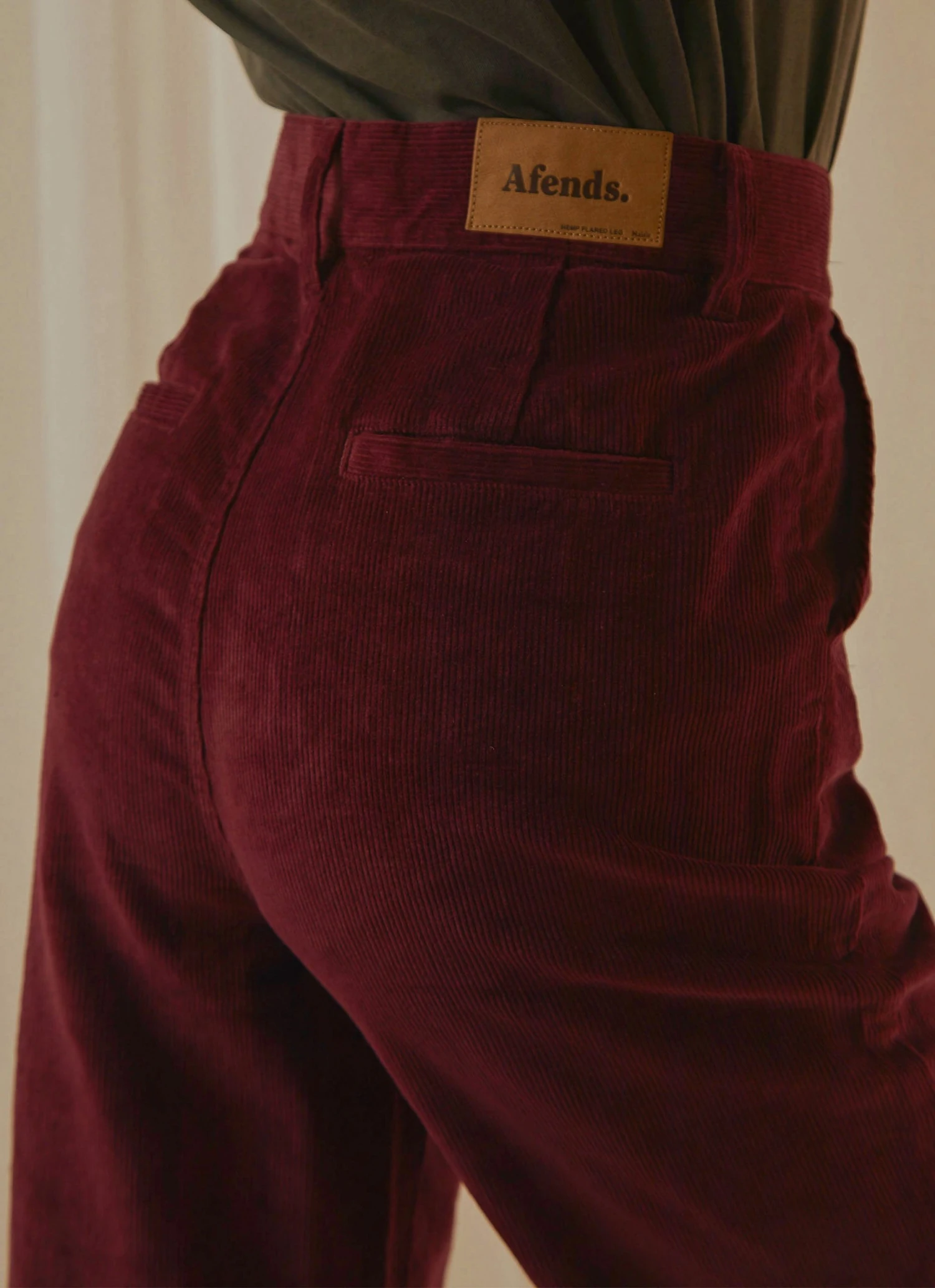 Afends New & Most Loved Maisie Hemp Corduroy Flared Pant - Wine 3 Afends New & Most Loved Maisie Hemp Corduroy Flared Pant - Wine