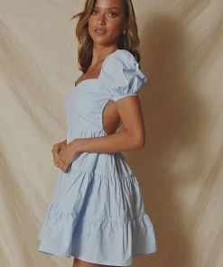 Peppermayo Exclusive Parisian Streets Mini Dress - Baby Blue New & Most Loved