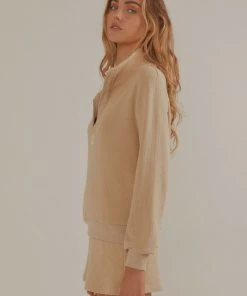 Vacancy Supply New & Most Loved Drift Collared Waffle Jumper - Beige