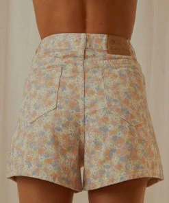 Cools Club Jean Short - Peach Floral New & Most Loved 11 Cools Club Jean Short - Peach Floral New & Most Loved