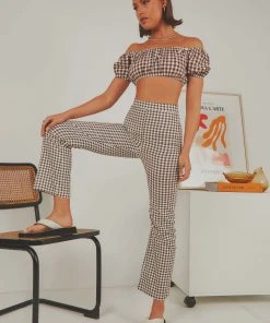 Peppermayo Exclusive Palmero Pants - Choc Brown Gingham