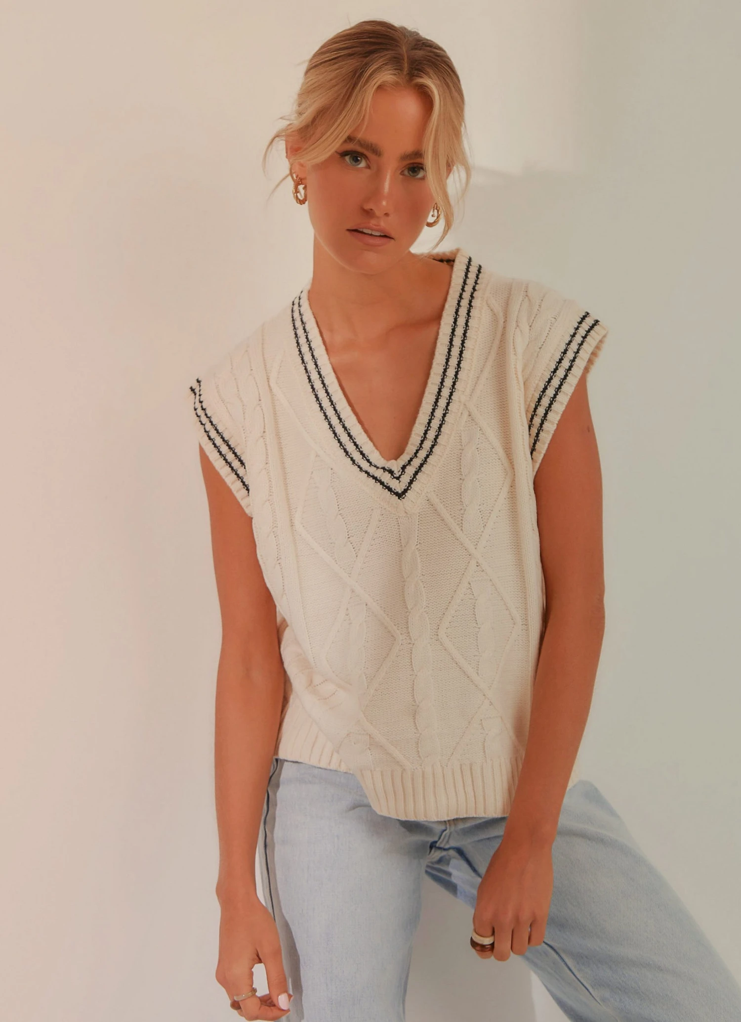 Peppermayo Princeton Girl Knit Vest - Cream 1 Peppermayo Princeton Girl Knit Vest - Cream