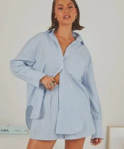 Peppermayo Exclusive New & Most Loved Wanderer Oversized Shirt - Blue & White Stripe