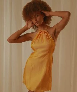 Peppermayo Exclusive Love Lessons Mini Dress - Mango Shimmer New & Most Loved