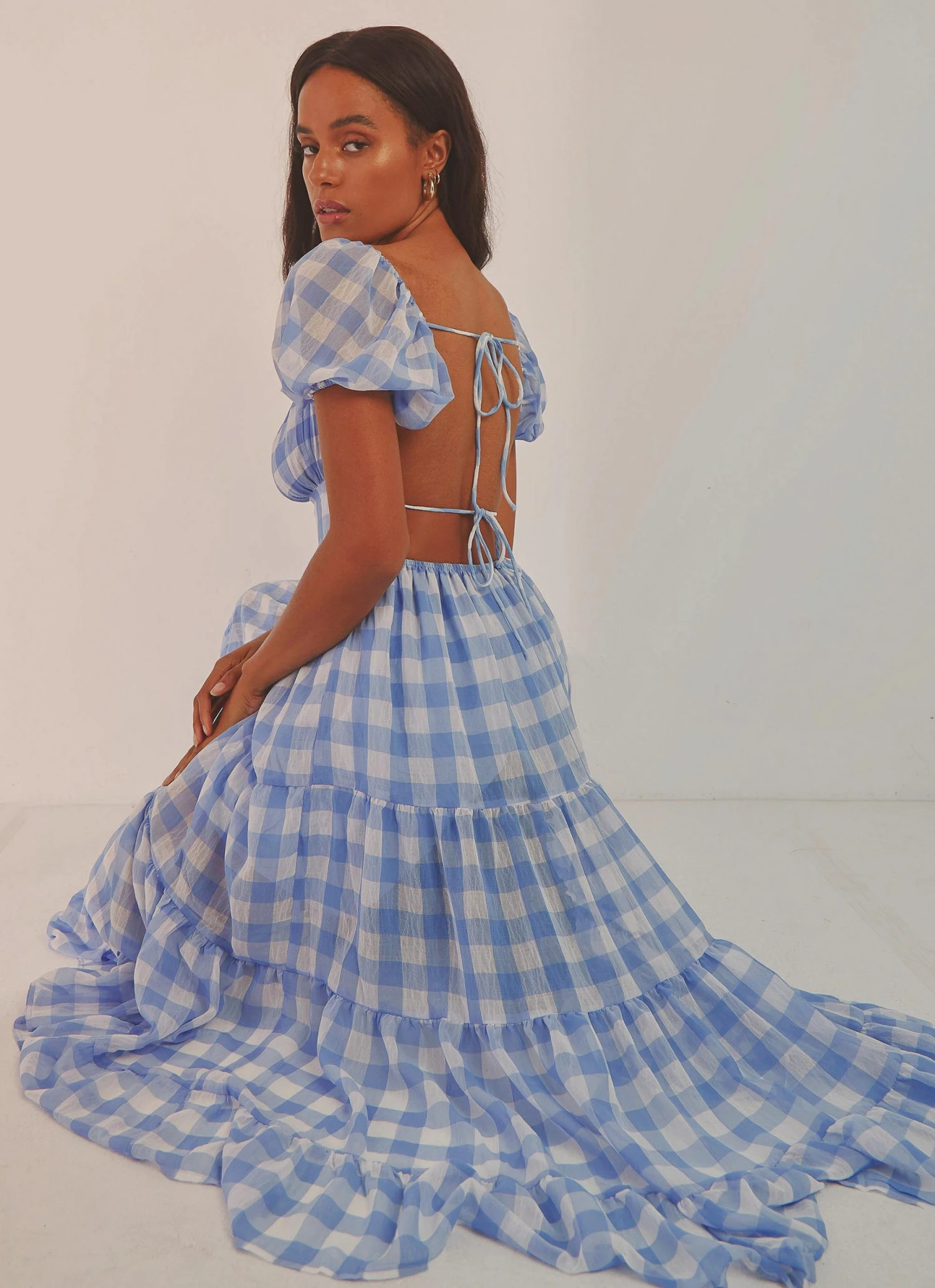 Peppermayo New Dresses Blissful Midi Dress - Blue Check 1 Peppermayo New Dresses Blissful Midi Dress - Blue Check