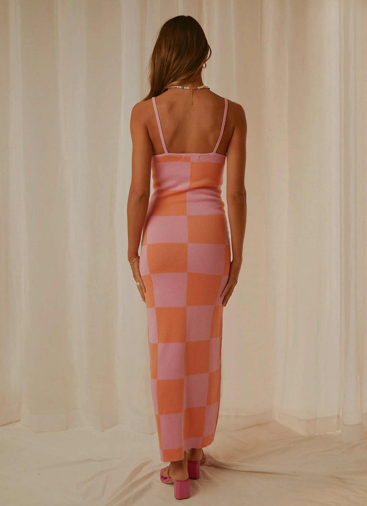 Peppermayo Exclusive Cali Sweetheart Knit Maxi Dress - Pink And Orange Checkers 6 Peppermayo Exclusive Cali Sweetheart Knit Maxi Dress - Pink And Orange Checkers