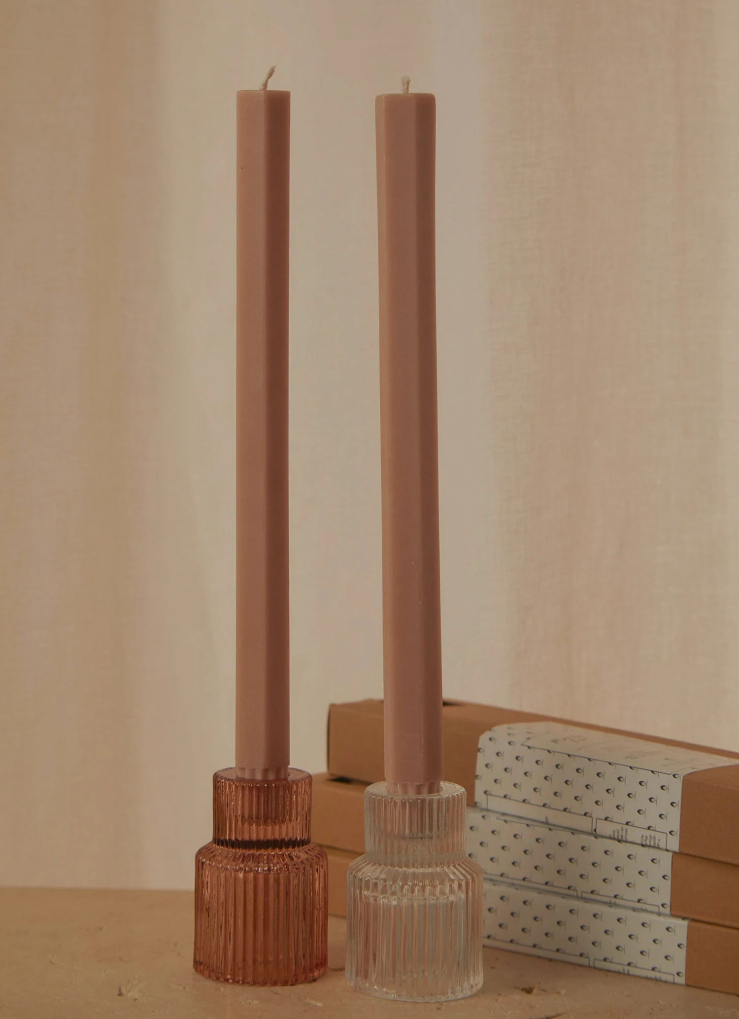 Candle Co New & Most Loved Moreton Eco Hexagonal Dinner Candle 2 Pack - Latte 2 Candle Co New & Most Loved Moreton Eco Hexagonal Dinner Candle 2 Pack - Latte