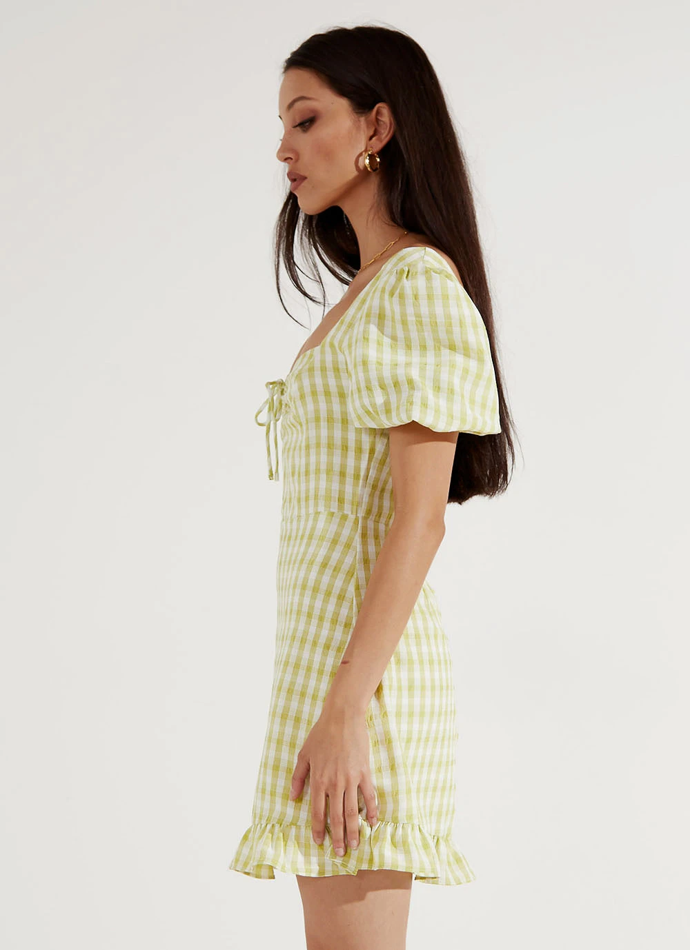 Peppermayo Out In Italy Mini Dress - Green Gingham New & Most Loved 4 Peppermayo Out In Italy Mini Dress - Green Gingham New & Most Loved
