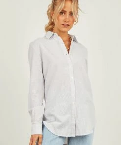 Nude Lucy Nude Classic Shirt - Grey Stripe New & Most Loved