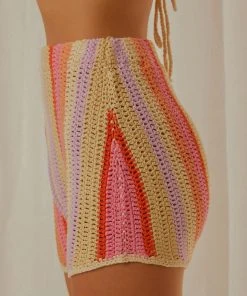 Peppermayo Exclusive New & Most Loved Sunburst Crochet Shorts - Pink Stripe - Pre-Order