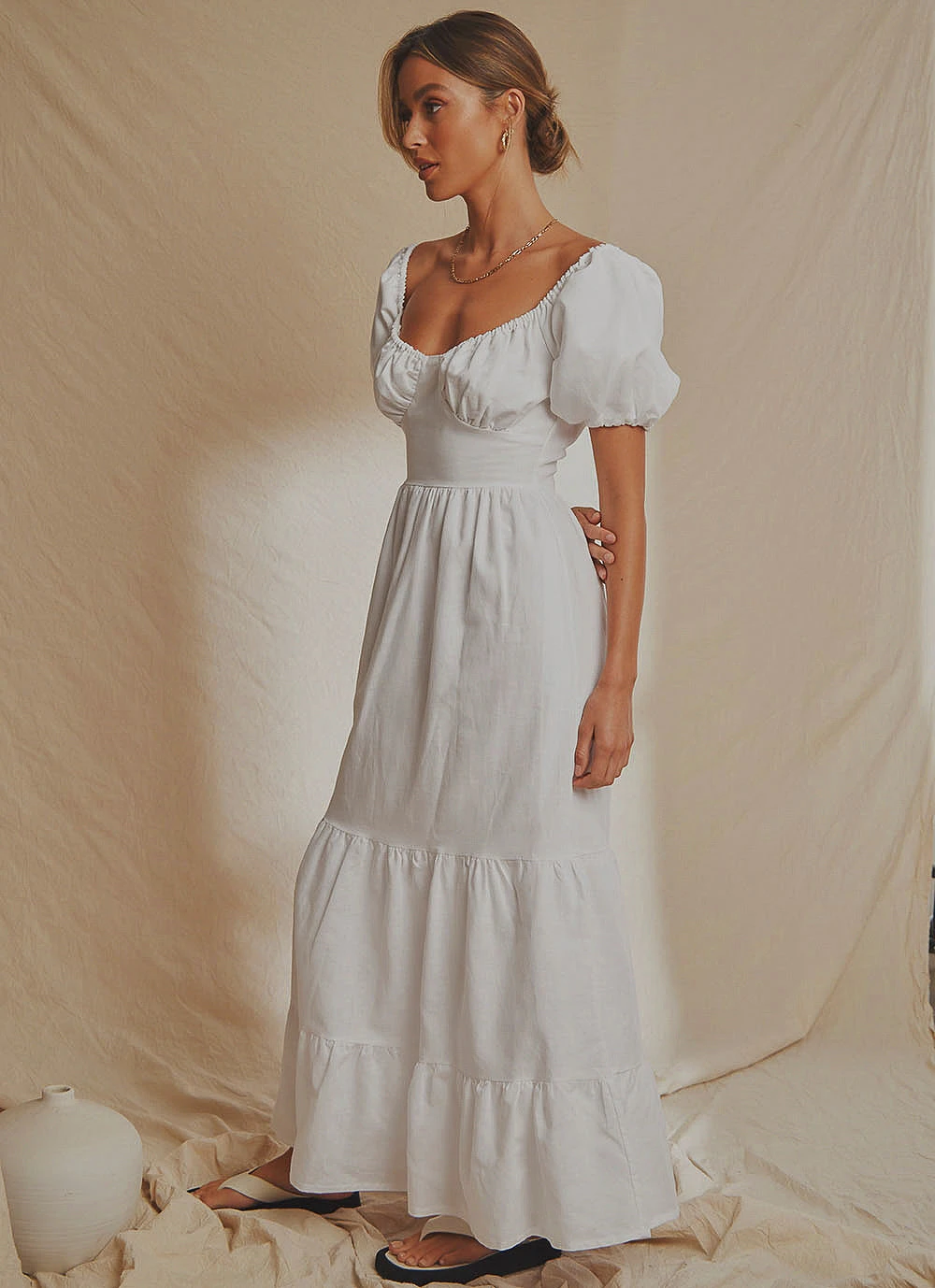 National Breast Cancer Foundation X Peppermayo Europe Local Linen Maxi Dress - White 5 National Breast Cancer Foundation X Peppermayo Europe Local Linen Maxi Dress - White