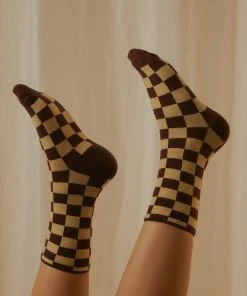 Peppermayo New & Most Loved Checking Out Socks - Choc Brown Check