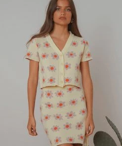 Peppermayo New Tops Free Spirit Knit Crop - Yellow