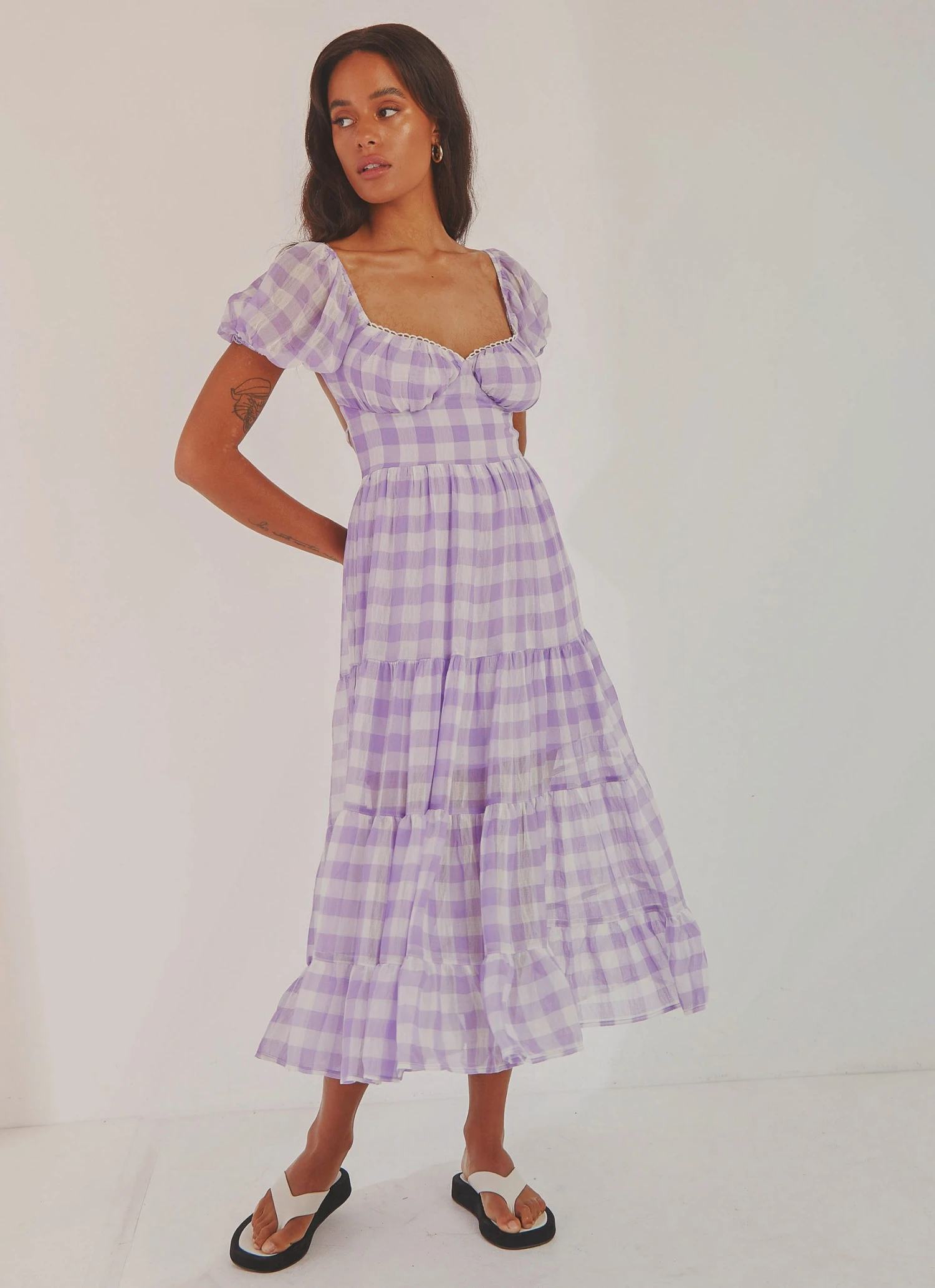 Peppermayo New & Most Loved Blissful Midi Dress - Lilac Check 2 Peppermayo New & Most Loved Blissful Midi Dress - Lilac Check