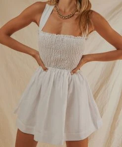 Peppermayo Exclusive European Towns Linen Mini Dress - White