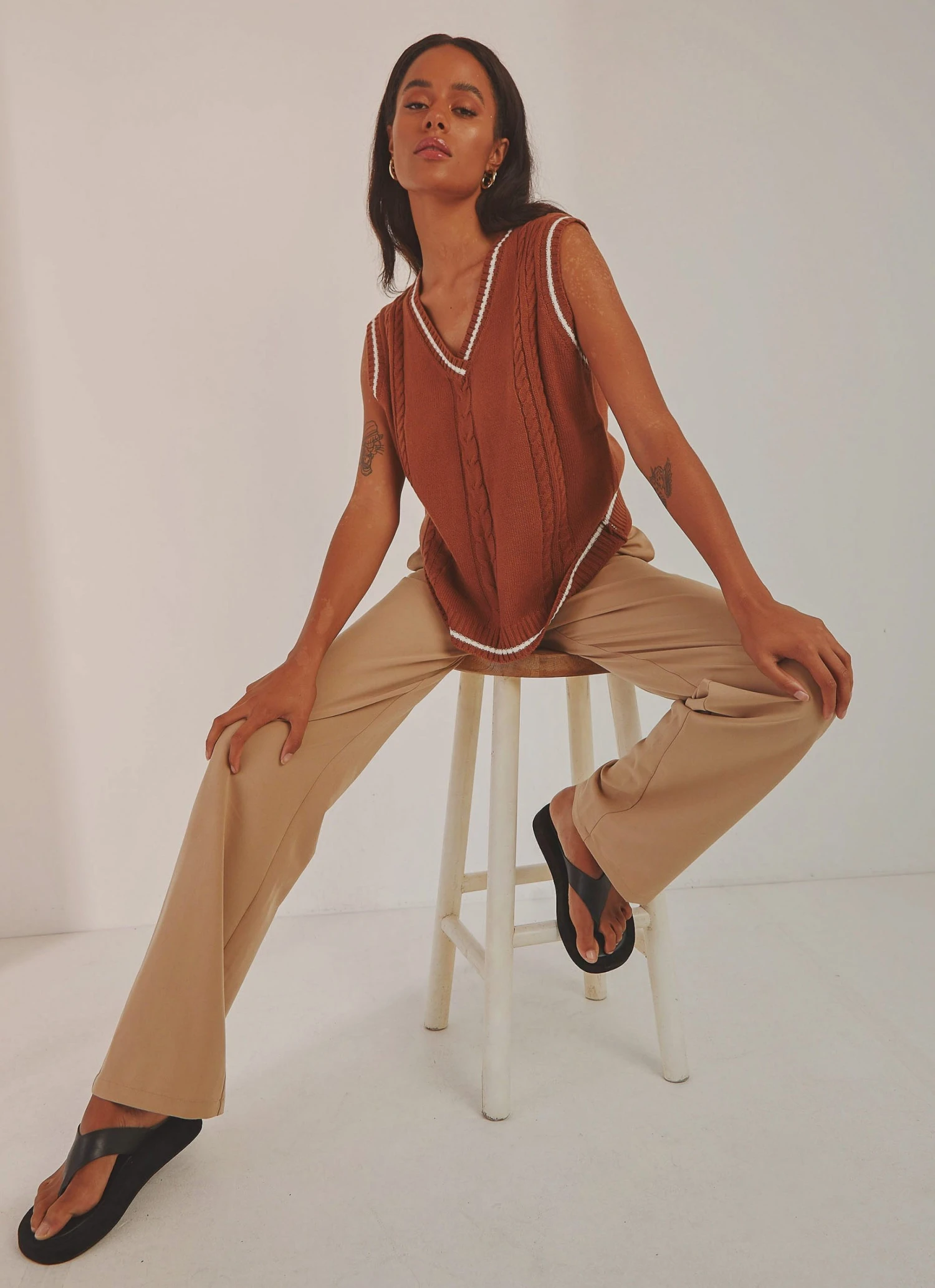 Peppermayo Centre Court Knit Vest - Choc Brown New & Most Loved 2 Peppermayo Centre Court Knit Vest - Choc Brown New & Most Loved