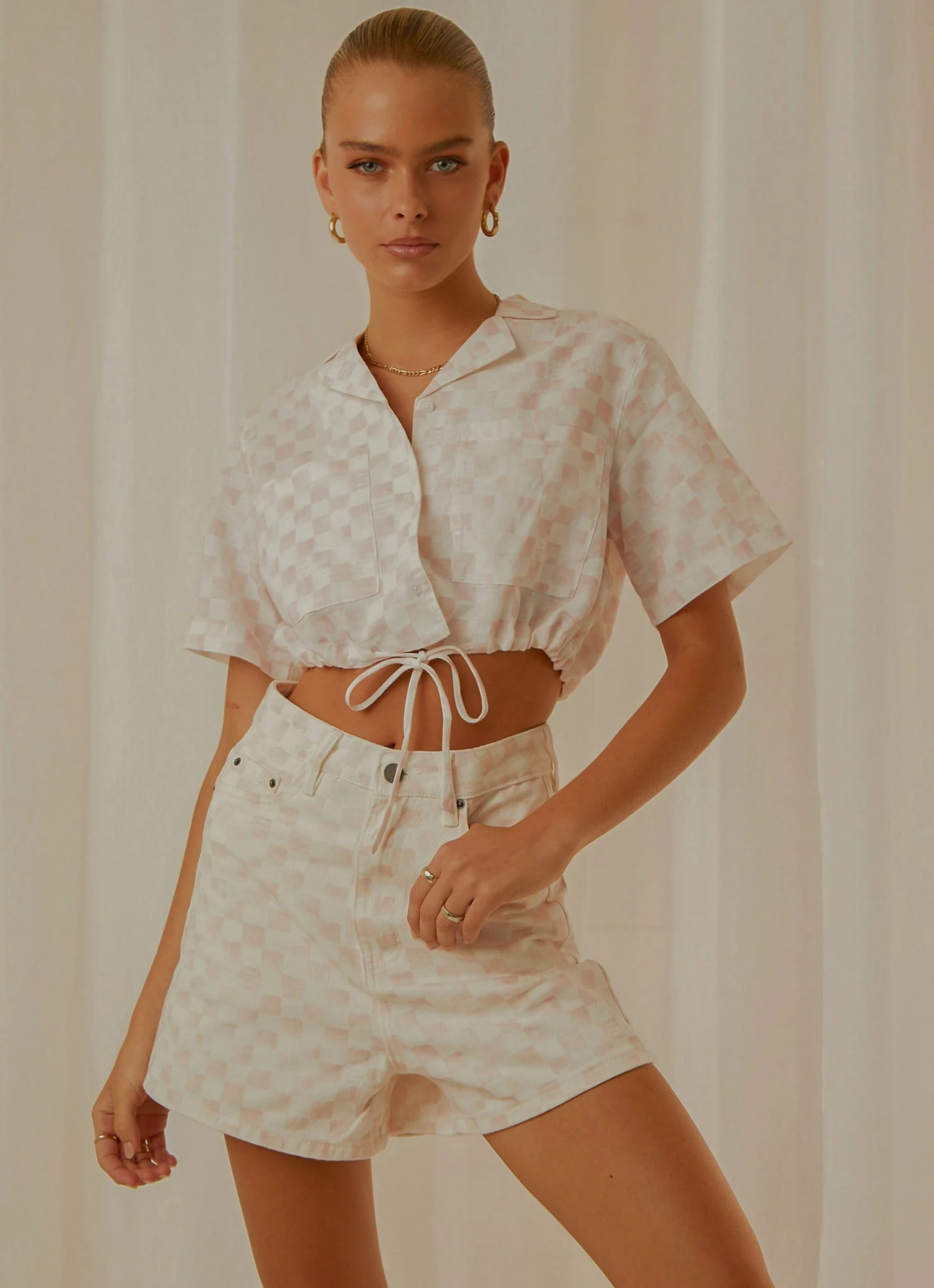 Cools Club New & Most Loved Safari Tie Top - Pink Checker 2 Cools Club New & Most Loved Safari Tie Top - Pink Checker