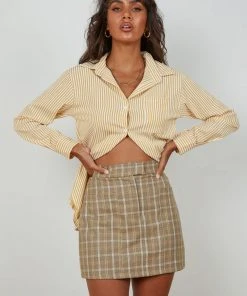 4th & Reckless New Bottoms Chance Skirt - Beige Check