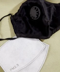 Bondi Air Co New & Most Loved Re-Usable Valve Mask With 2 Filters - Black