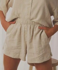 Nude Lucy Nude Linen Lounge Short - Natural New Bottoms 7 Nude Lucy Nude Linen Lounge Short - Natural New Bottoms