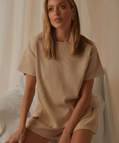 Peppermayo Exclusive Girls Weekend Waffle Tee - Beige