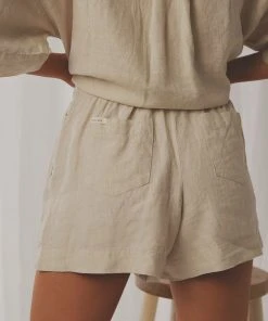 Nude Lucy Nude Linen Lounge Short - Natural New Bottoms 9 Nude Lucy Nude Linen Lounge Short - Natural New Bottoms