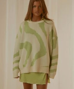 Peppermayo Exclusive The Lola Knit Jumper - Lime Wave New & Most Loved