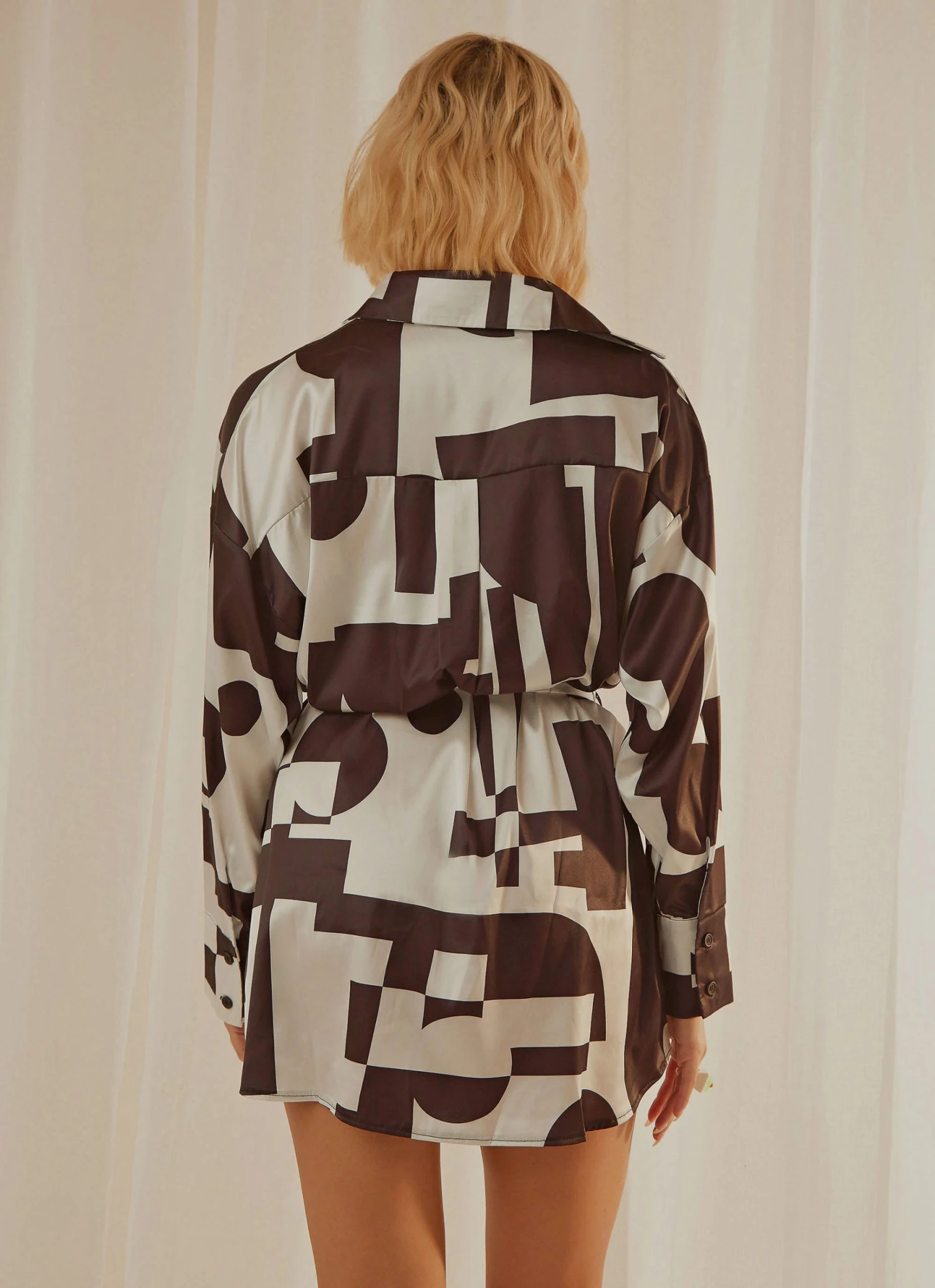 Peppermayo Exclusive Faye Mini Shirt Dress - Black And White Geo 5 Peppermayo Exclusive Faye Mini Shirt Dress - Black And White Geo