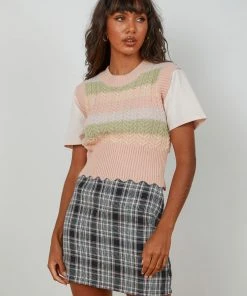 Afends Riley Hemp Check Mini Skirt - Concrete New & Most Loved