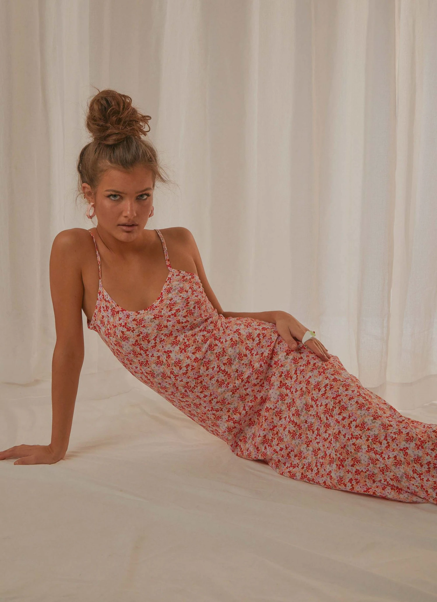 Cools Club Slip Midi Dress - Micro Floral New & Most Loved 2 Cools Club Slip Midi Dress - Micro Floral New & Most Loved