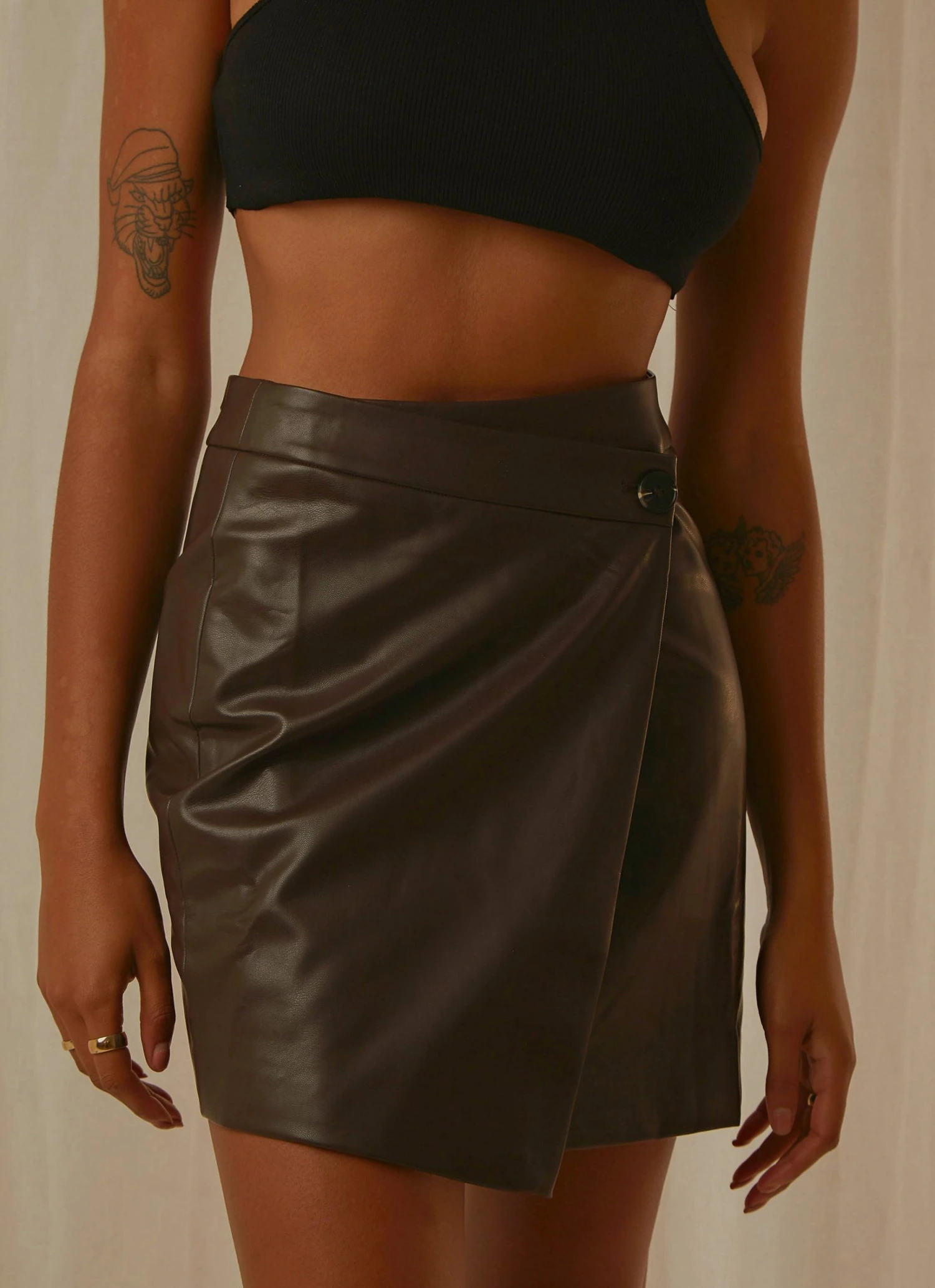 4th & Reckless Cappucine Mini Skirt - Truffle PU 2 4th & Reckless Cappucine Mini Skirt - Truffle PU