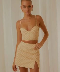 Peppermayo Exclusive Sunday Girl Mini Skirt - Neutral Check