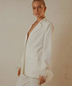 Peppermayo Exclusive New & Most Loved Shake It Off Feather Blazer - Snow - Pre-Order